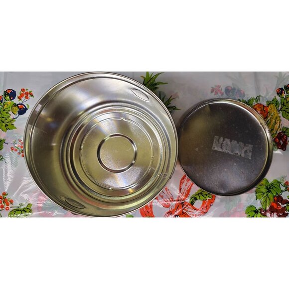 Vintage Tin Container with Fruit and Vegetable Stained Glass Pattern Fall Decor - Picture 8 of 11